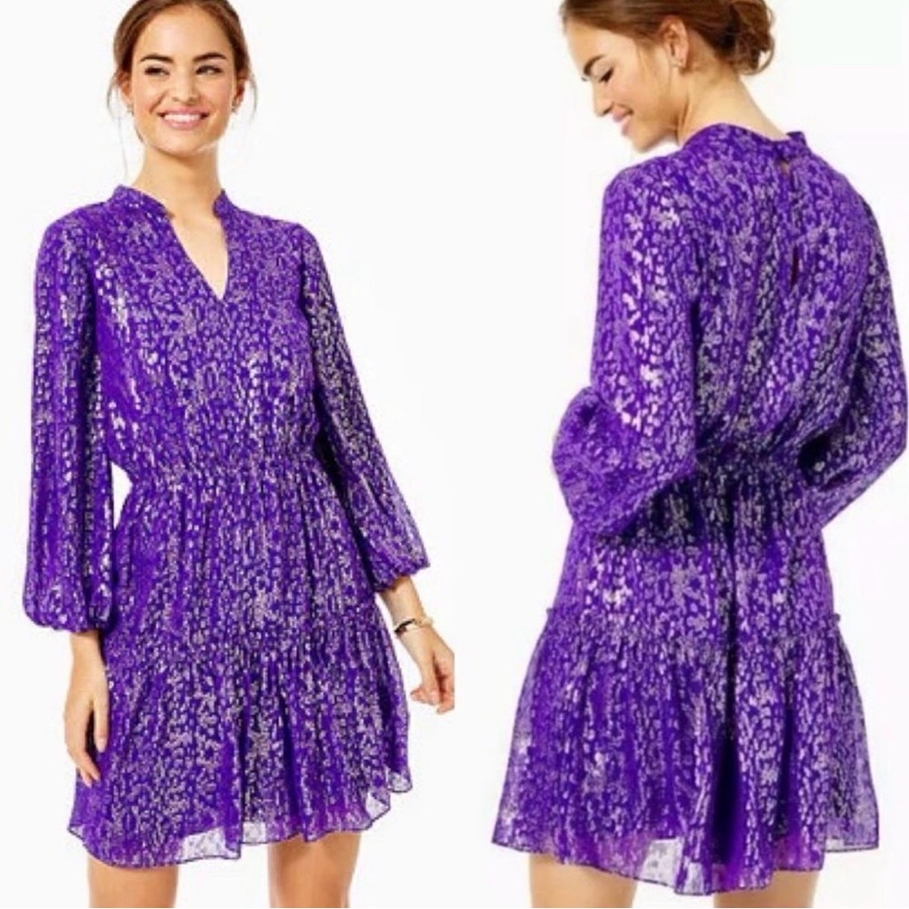 JOELLA SILK DRESS IN CONCORD PURPLE WILDSIDE